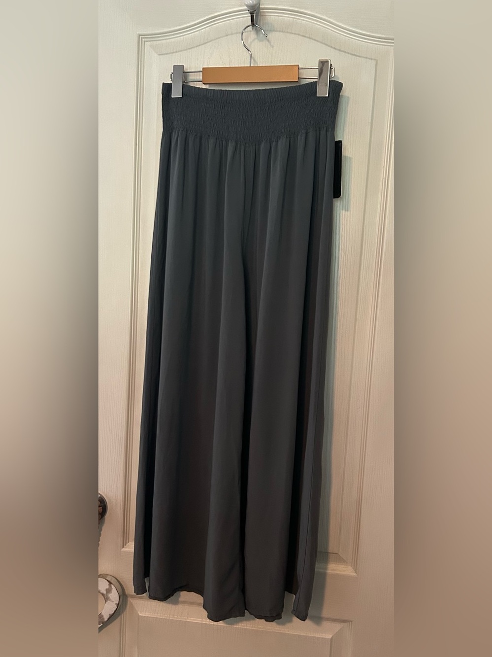 Shiva Fashion Gray Wide Leg Smocked Waist Pants